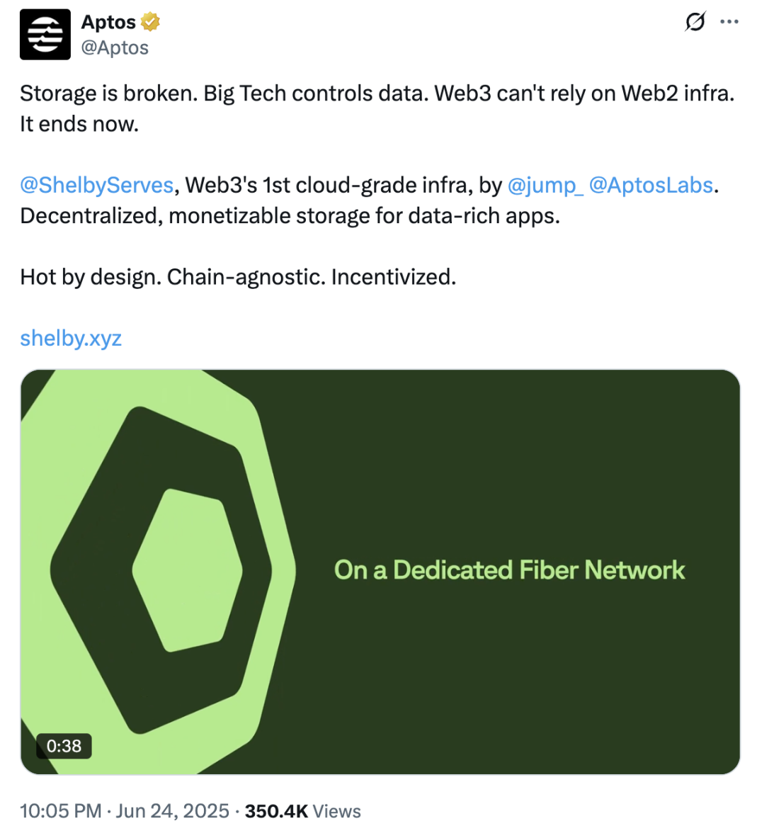 Aptos携Jump入局存储赛道 能否凭借Shelby实现逆风翻盘